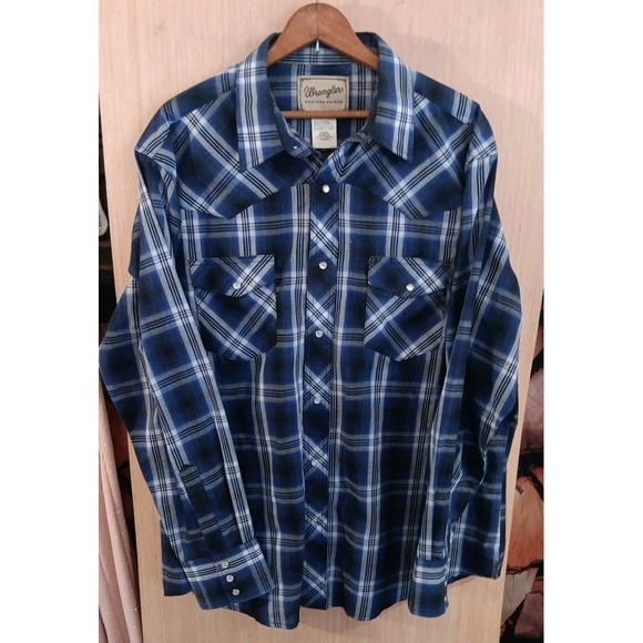 Wrangler Western Shirts‎ Mens Large Purple/BlackPlaid Cowboy Pearl Snap Casual - Picture 1 of 6